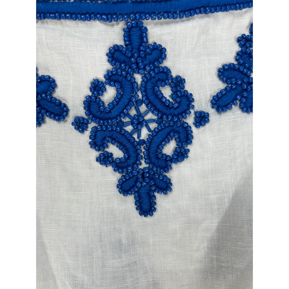 Lilly Pulitzer Elyn Beaded Linen Top White Embroidered Size 12 Resort Vacation‎ - Picture 9 of 9